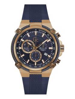 Men's Swiss Chronograph Blue Silicone Strap Watch 44mm