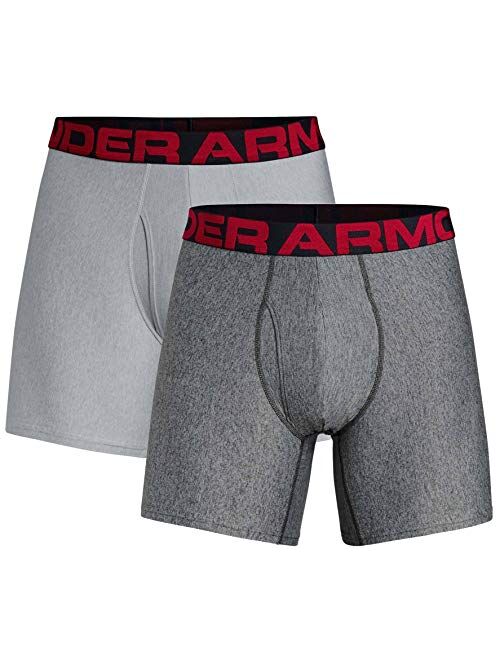 Under Armour Mens Tech 6In 2 Pack Boxer Jock, Adult