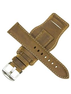 22mm German Military Aviator Watch Strap Swiss Army Brown Leather Cuff Watch Band Brown 22 mm Bund X1