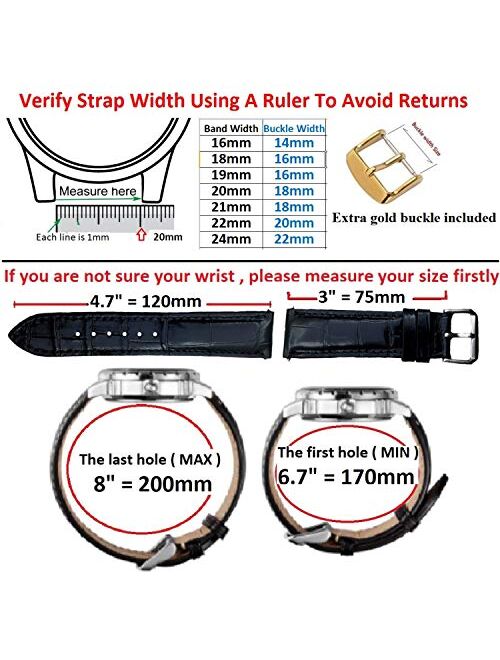 Crocodile Watch Strap Band Belly or Hornback Handmade by Vietnamese 18mm 19mm 20mm 21mm 22mm 24mm