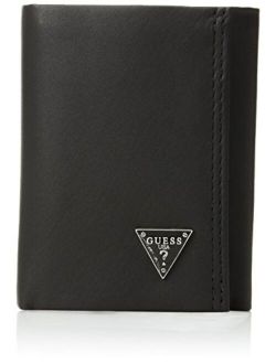 Men's Leather Trifold Wallet With ID Window, Credit Card Slots, Bill Compartment, Extra Storage, and Gift Box Packaging