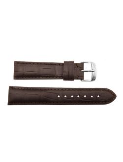 19mm Brown Genuine Alligator Leather Men's Watch Strap Band