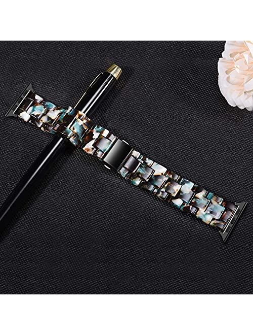 iLVANYA Compatible for 38mm 40mm Apple Watch Band Women Men,Fashion Resin iWatch Band Metal Stainless Steel Buckle Strap Bracelet for Apple Watch Series SE 6 5 4 3 2 1
