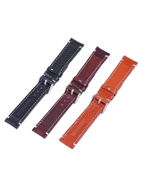 SweetCandy 18 20 22mm Men Stainless Steel Buckle Watch Strap Genuine Leather Band Length Long 12.5cm