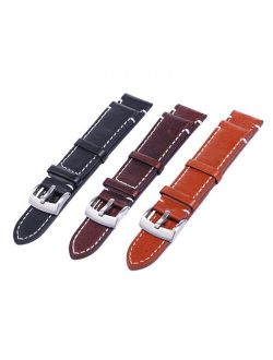 18 20 22mm Men Stainless Steel Buckle Watch Strap Genuine Leather Band Length Long 12.5cm