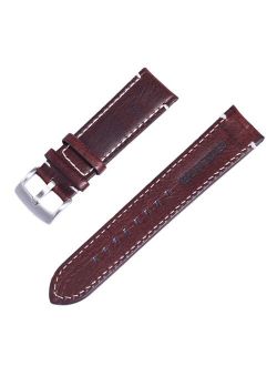 Zuiguangbao 18 20 22mm Men Stainless Steel Buckle Watch Strap Genuine Leather Band Length Long 12.5cm