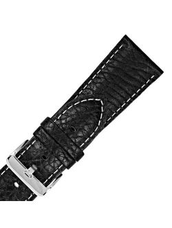 MS906 20mm Black Gen Leather Contrast Men's Watch Strap