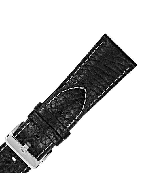Hadley Roma MS906 20mm Black Gen Leather Contrast Men's Watch Strap