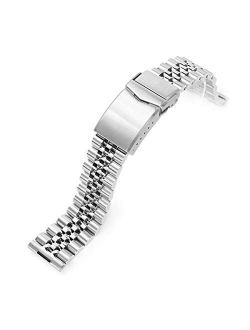 20mm Super-J Louis 316L Stainless Steel Watch Bracelet Straight End, V-Clasp Brushed