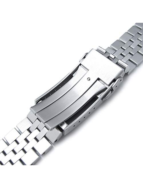 20mm Super-J Louis 316L Stainless Steel Watch Bracelet Straight End, V-Clasp Brushed