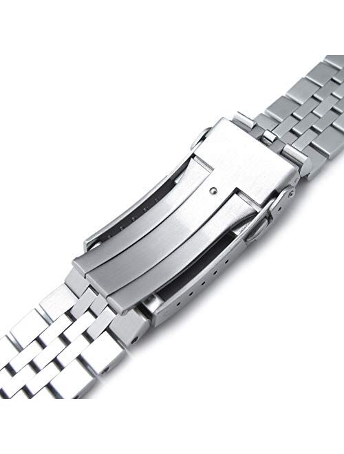20mm Metal Watch Band Compatible with Omega Seamaster 41mm, Super-J Louis Brushed V-Clasp