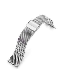20mm Quick Release Milanese Mesh Watch Band Tapered Style Polished