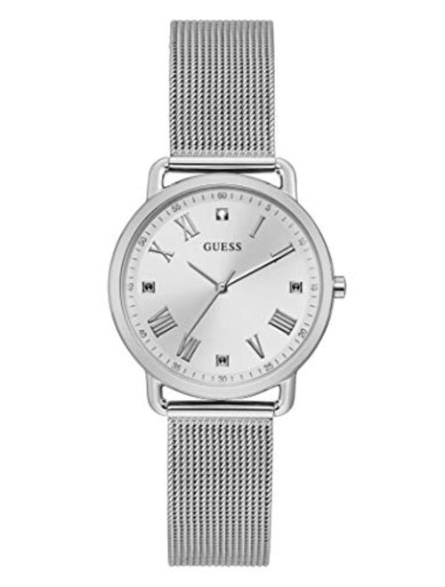 GUESS Women's Analog Quartz Watch with Stainless Steel Strap, Silver, 184 (Model: GW0031L1)