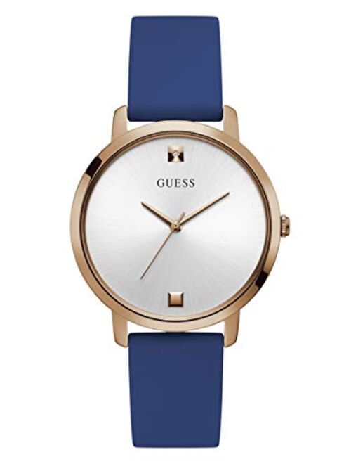 GUESS Women's Stainless Steel Analog Watch with Silicone Strap
