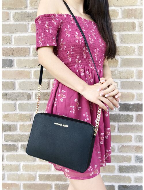 Michael Kors Jet Set Large East West Crossbody Black Saffiano