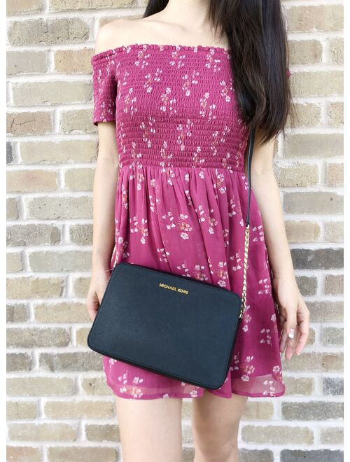 Michael Kors Jet Set Large East West Crossbody Black Saffiano