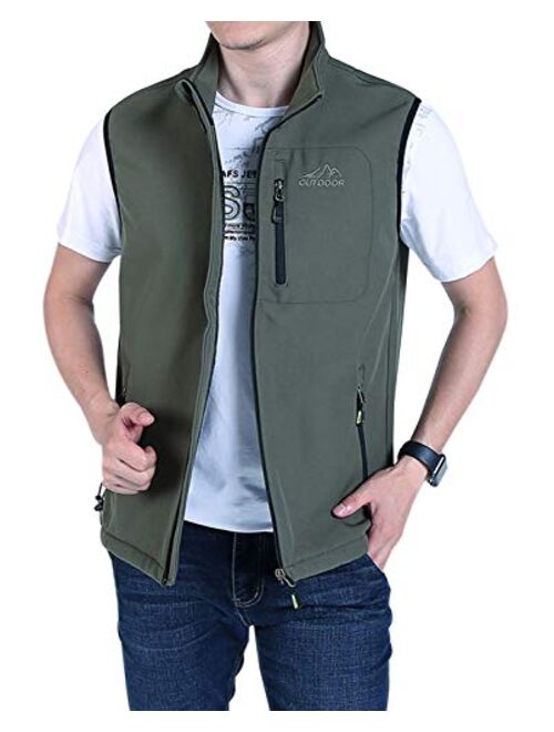 Gihuo Men's Outdoor Fishing Travel Softshell Fleece Vest