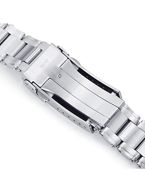 22mm Metabind 316L Stainless Steel Watch Bracelet Straight End, Brushed V-Clasp