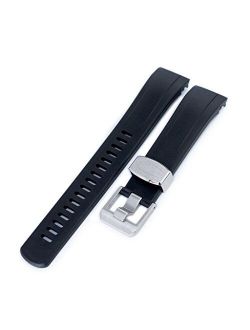 Crafter Blue 22mm Black Rubber Watch Band for Seiko Samurai SRPB51 SRPB09 SRPB53