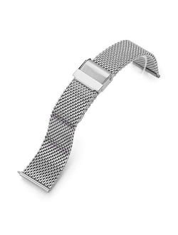 22mm Quick Release Milanese Mesh Watch Band Tapered Style Brushed