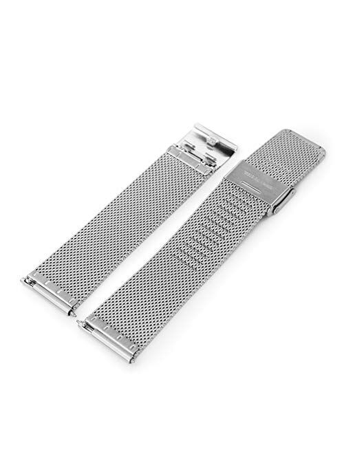 20mm Quick Release Classic Superfine Mesh Milanese Watch Band Brushed