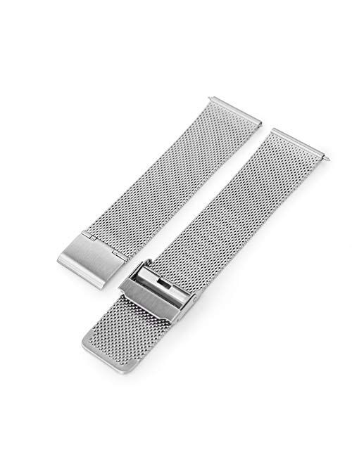 22mm Quick Release Classic Superfine Mesh Milanese Watch Band Brushed