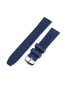 20mm Rhombus Blue FKM Quick Release Rubber Watch Strap, Waterproof and dustproof