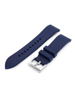 MiLTAT 20mm Quick Release FKM Blue Rubber Watch Band, Screw Buckle, Straight End