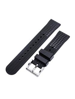 20mm FKM06 Black Waterproof Rubber Watch Band, Water and dust Proof