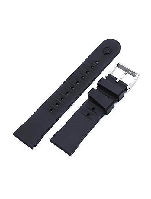 22mm FKM06 Black Waterproof Rubber Watch Band, Water and dust Proof