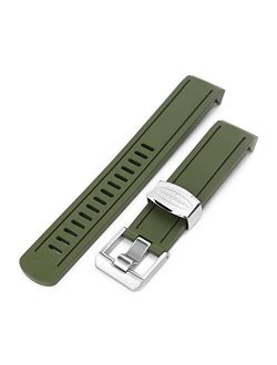 20mm Crafter Blue Rubber Watch Band Compatible with Seiko Sumo SBDC001, Military Green