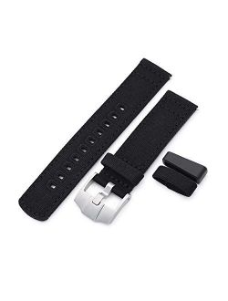 20mm Matte Black Quick Release Canvas Watch Strap, Rubber or Canvas Loop