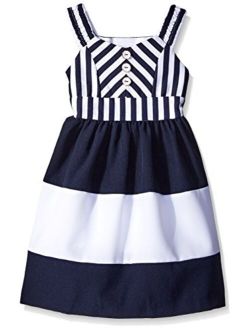 Girls' Little Mitered Stripe to Poplin Skirt Dress