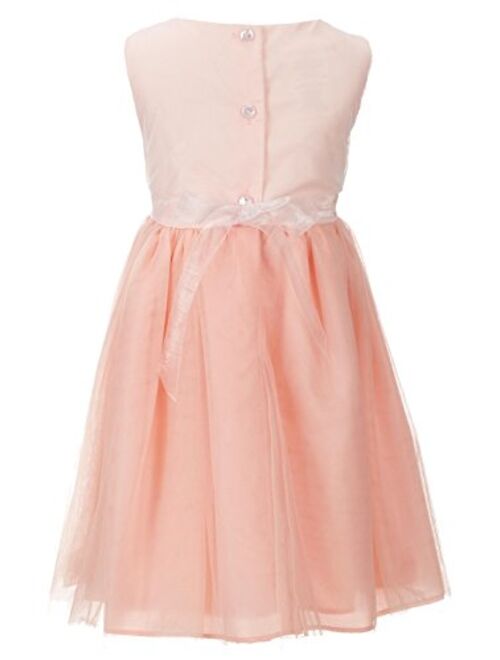 Bonnie Jean Little Girls Ballerina Peach Sequin Embellished Bonaz mesh Dress