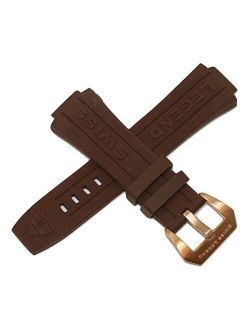 Swiss Legend 28MM Brown Silicone Watch Strap Stainless Rose Gold Buckle fits 46mm Trimix Diver Watch