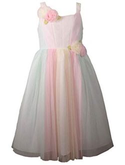 Little Girls Special Occasion Dress - Rainbow Pastel