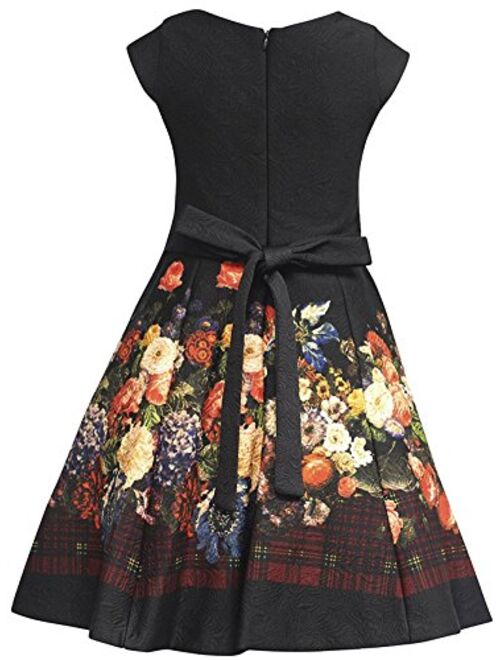 Bonnie Jean Big Girls 7-16 Fit and Flare Embossed Floral Holiday Party Dress