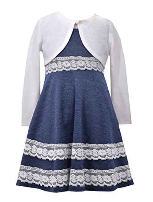 Bonnie Jean Girls' Chambray Dress with Knit Cardigan