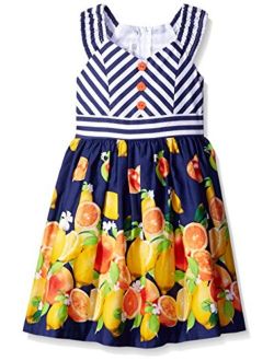Girls' Little Stripe to Lemon Print Dress