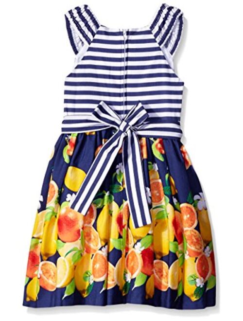 Bonnie Jean Girls' Little Stripe to Lemon Print Dress