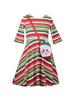 Girls Christmas Holiday Striped Dress (4-6x)