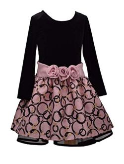 Pink and Black Drop Waist Dress for Little and Big Girls