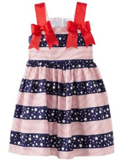 Little Girls' Navy Stars And Stripes Print Sundress