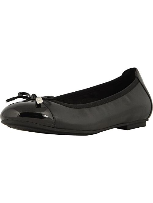 Vionic Women's Spark Minna Ballet Flat - Ladies Cap Toe Walking Flats with Concealed Orthotic Arch Support Black Black