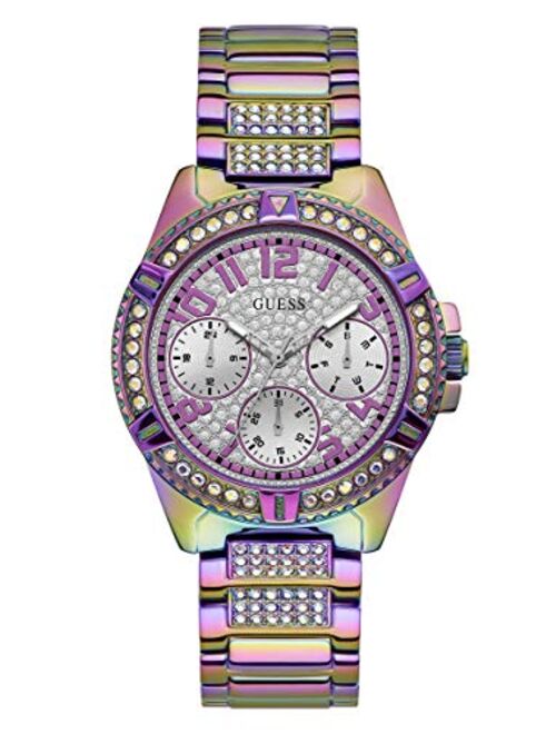 GUESS Women's Analog Watch with Stainless Steel Strap, Purple, 22 (Model: GW0044L1)
