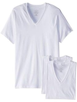 Men's 3-Pack Cotton Classic Short Sleeve V-Neck T-Shirt, White, Small
