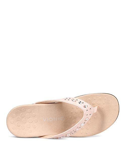 Vionic Women's Rest Lucia Flip-Flop - Rhinestone Toe-Post Sandals with Concealed Orthotic Arch Support