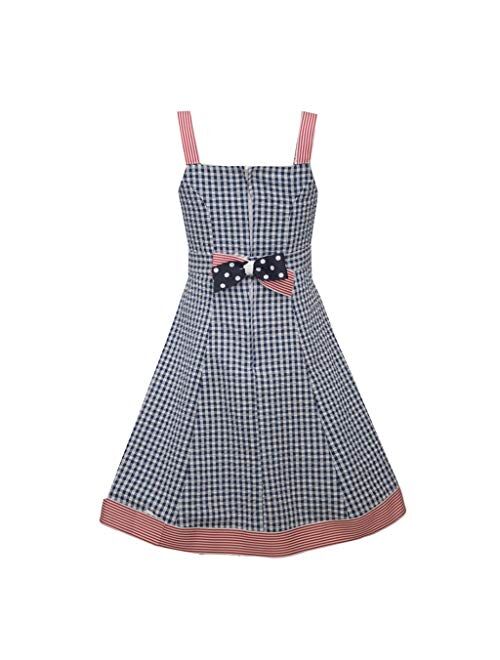 Bonnie Jean Girl's 4th of July Dress - Seersucker Americana Bow Dress