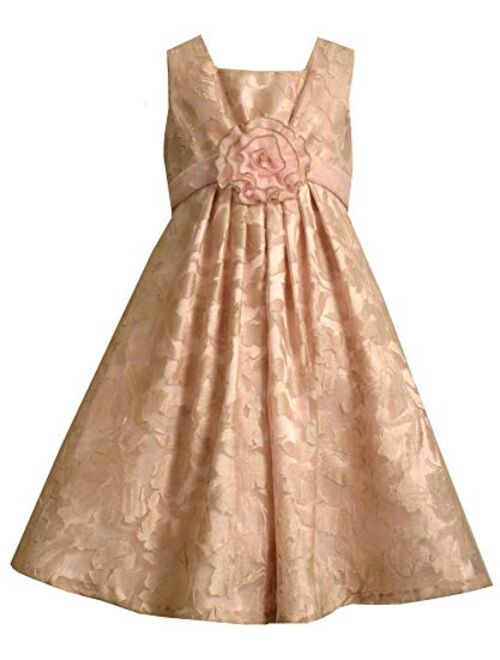 Bonnie Jean Little Girls 2T-6X Burnout Floral Linen A-Line Social Dress