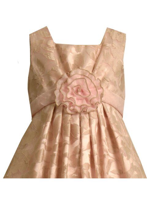 Bonnie Jean Little Girls 2T-6X Burnout Floral Linen A-Line Social Dress
